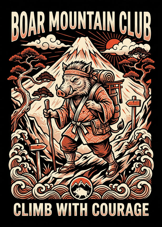 Boar Mountain Club Hiking Illustration