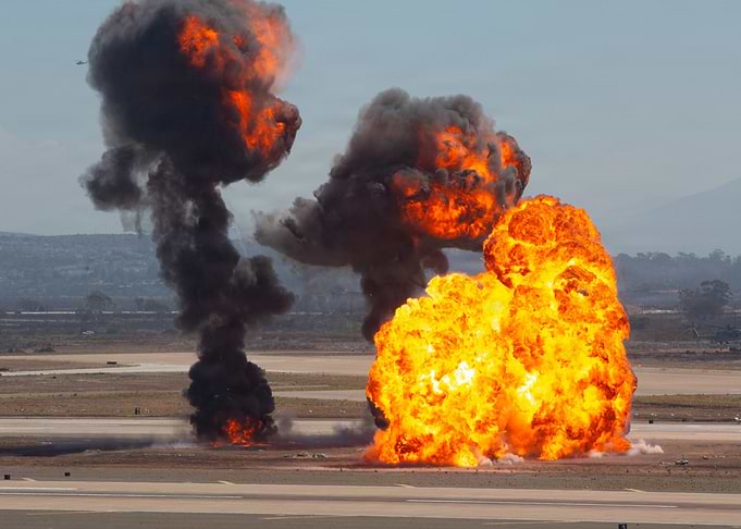 Massive Military Airshow Pyrotechnic Explosion