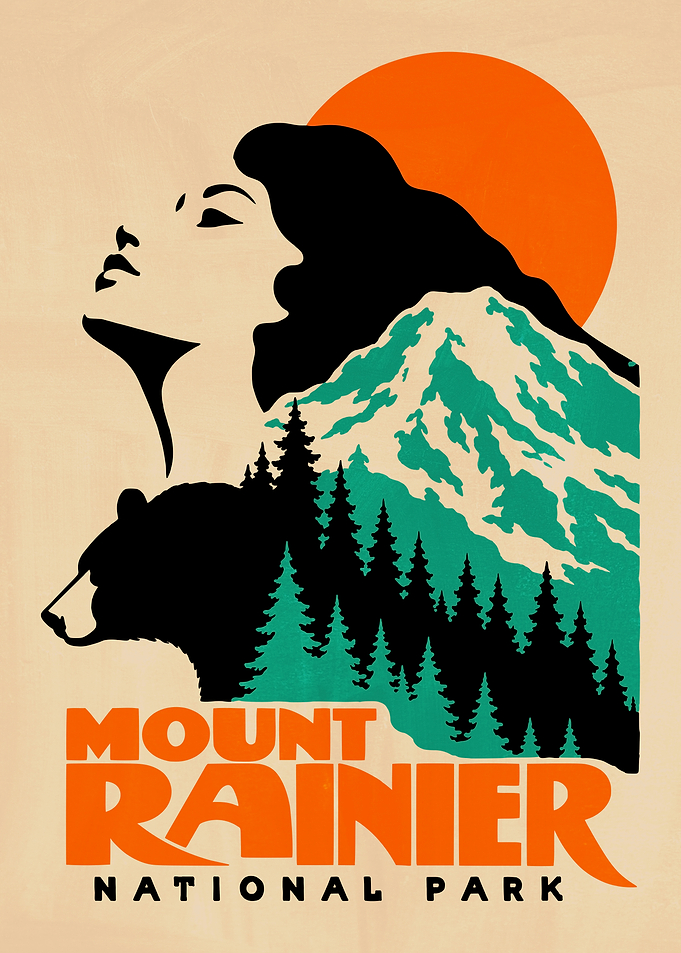 Mount Rainier National Park Vintage Poster