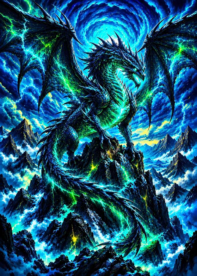 Electric Blue Lightning Dragon