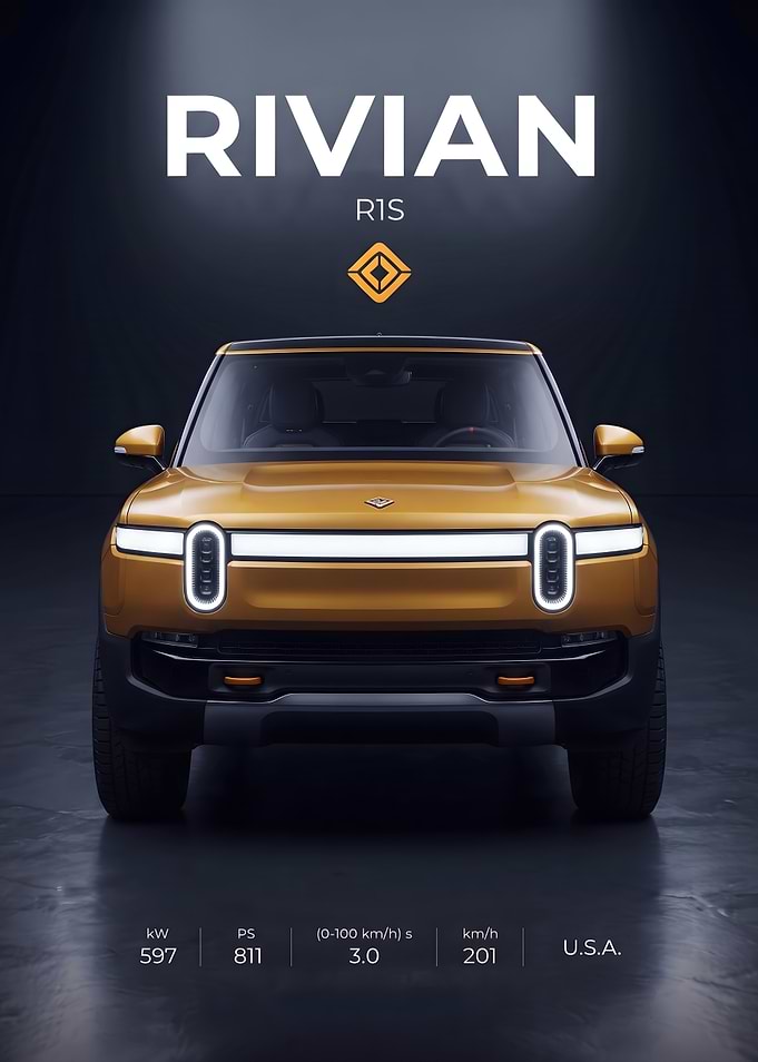 Rivian R1S Electric SUV Promotional Poster
