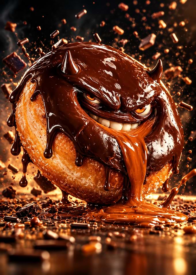 Evil Chocolate Glazed Donut Monster