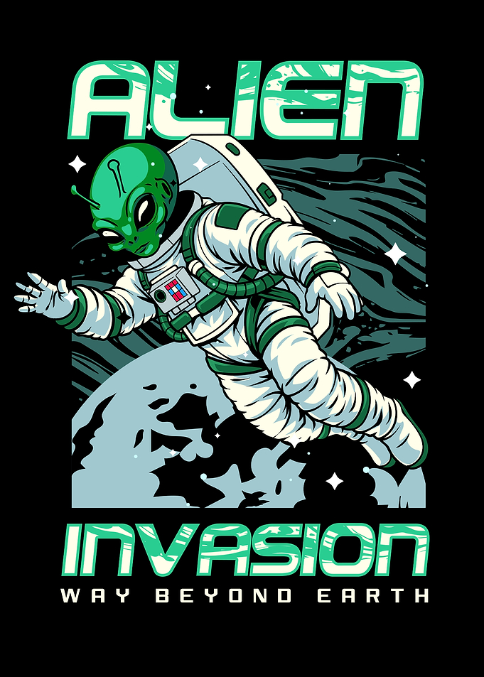 Alien Astronaut Space Invasion Graphic