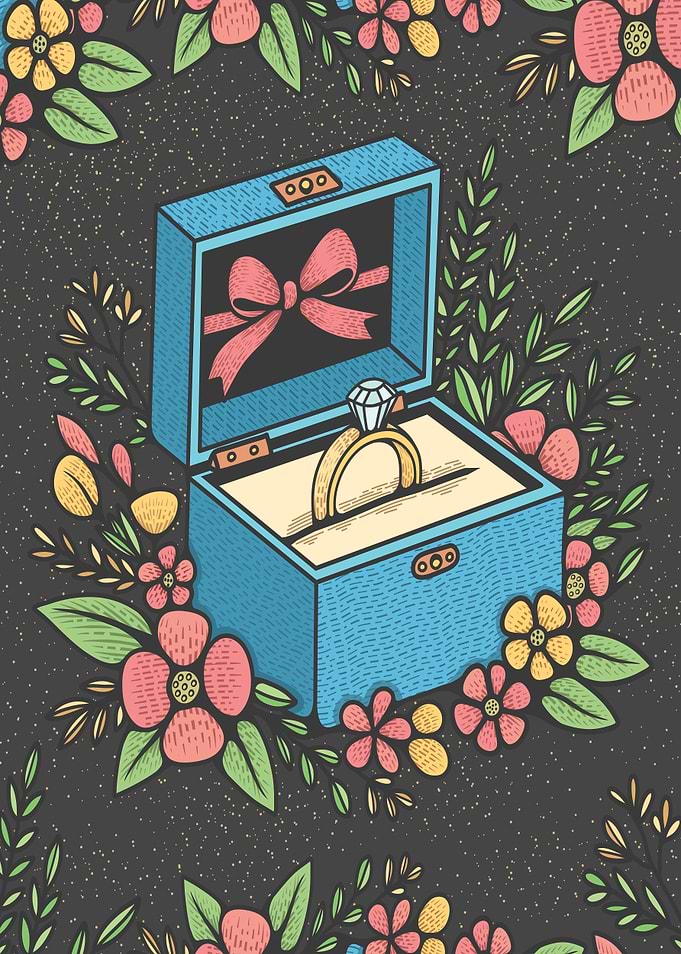 Engagement Ring in Floral Box