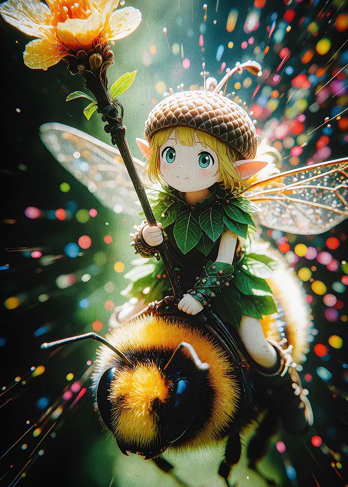 Cute Bee Fairy Fantasy Art Poster