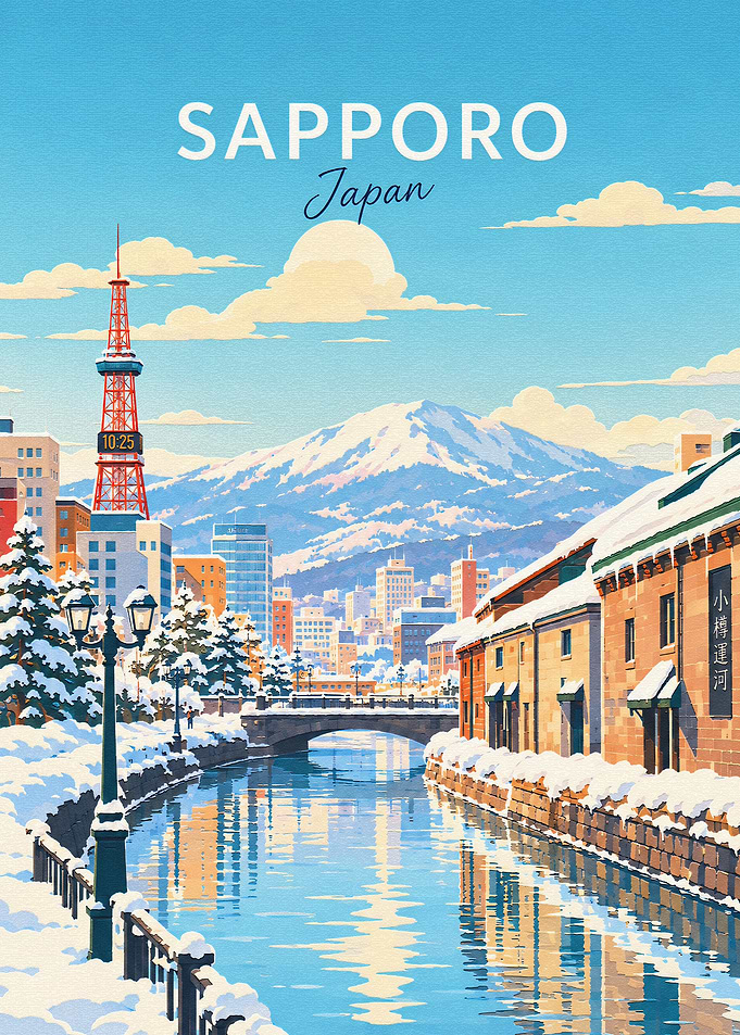 Vintage Travel Poster of Sapporo Japan