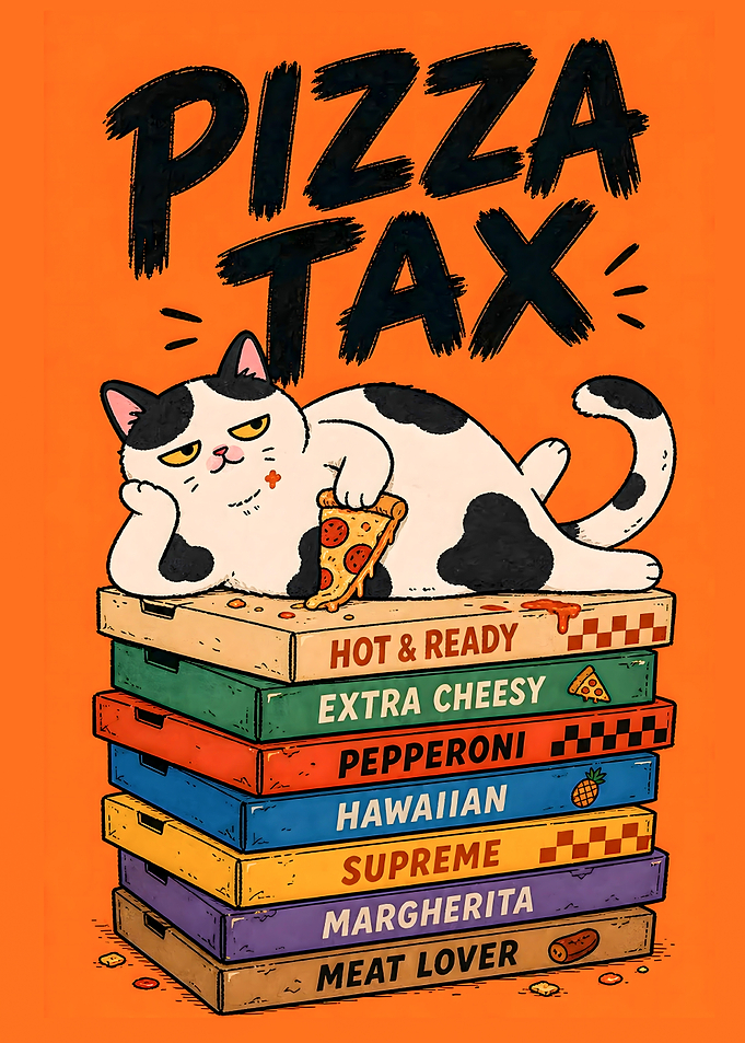 Pizza Tax Cat Illustration