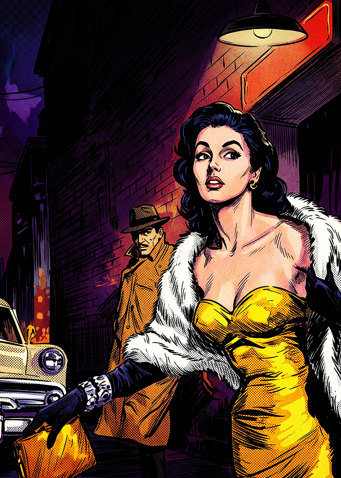 Noir Mystery Comic Book Scene