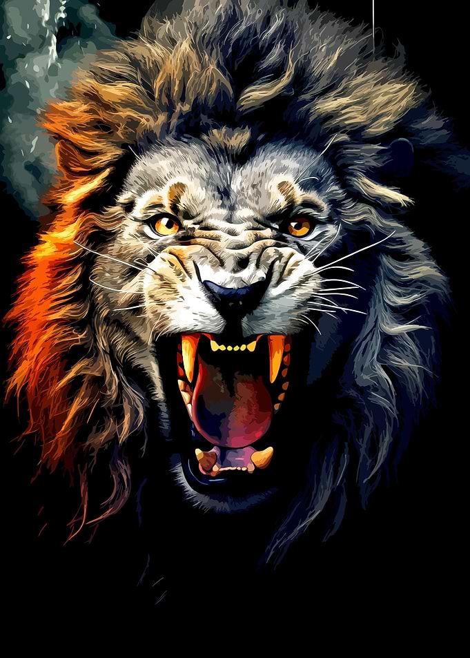 Fierce Roaring Lion Portrait