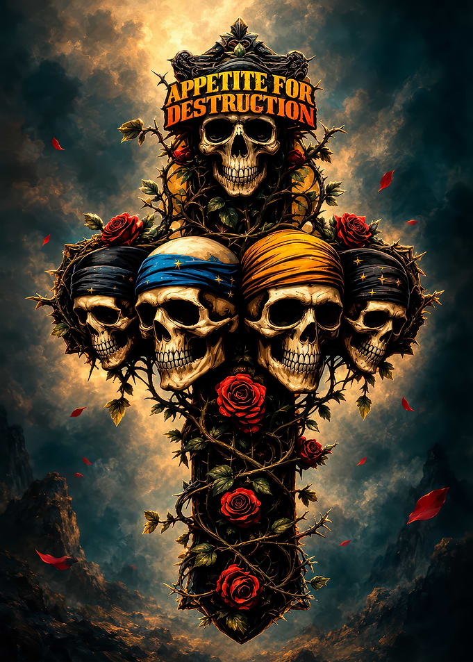 Guns N' Roses Appetite for Destruction Skull Cross Art