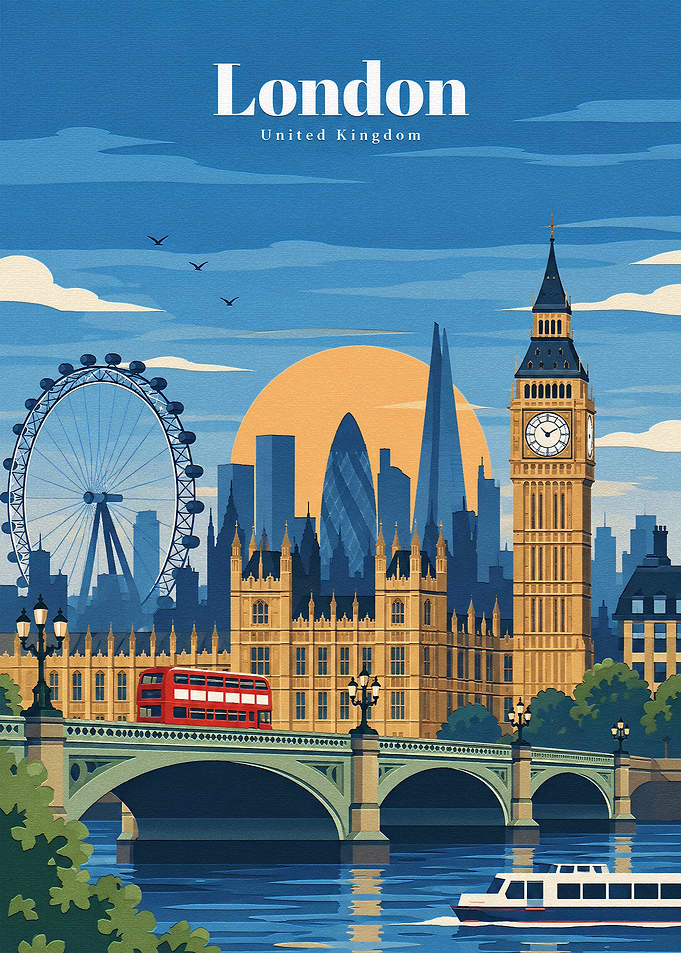 London Cityscape Travel Poster