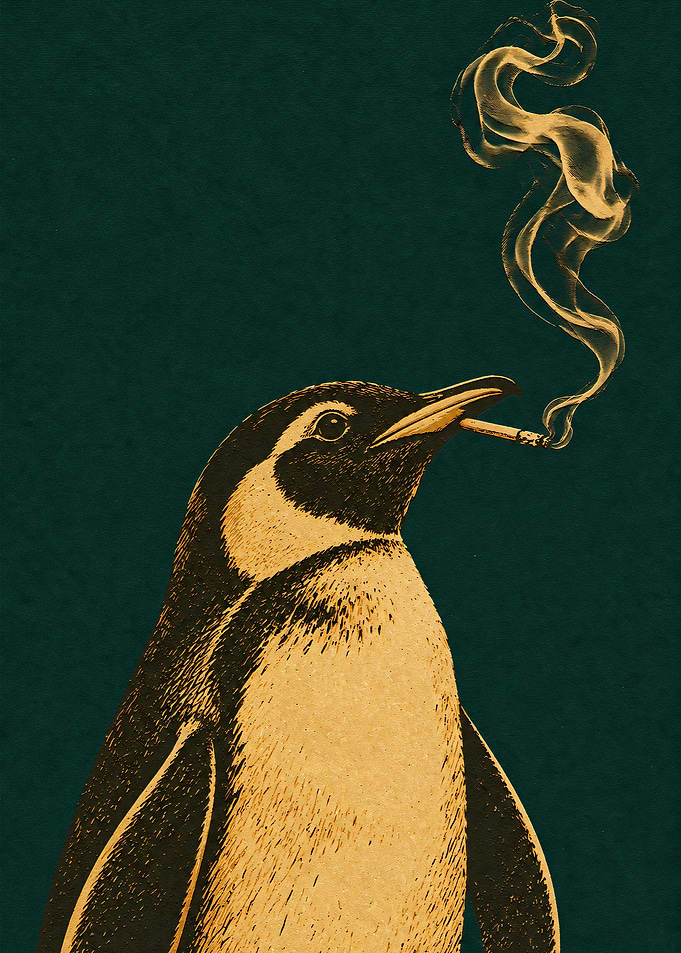 Smoking Penguin Illustration