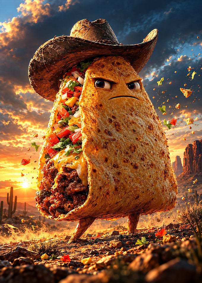 Angry Cowboy Taco Character