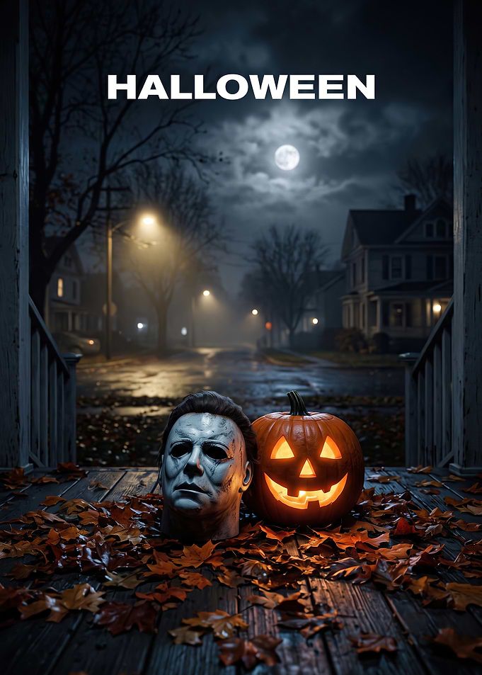 Halloween Michael Myers and Pumpkin
