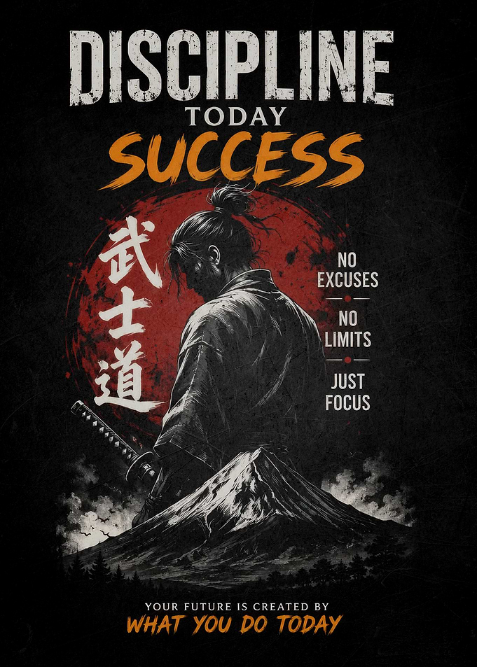 Samurai Discipline Motivational Poster