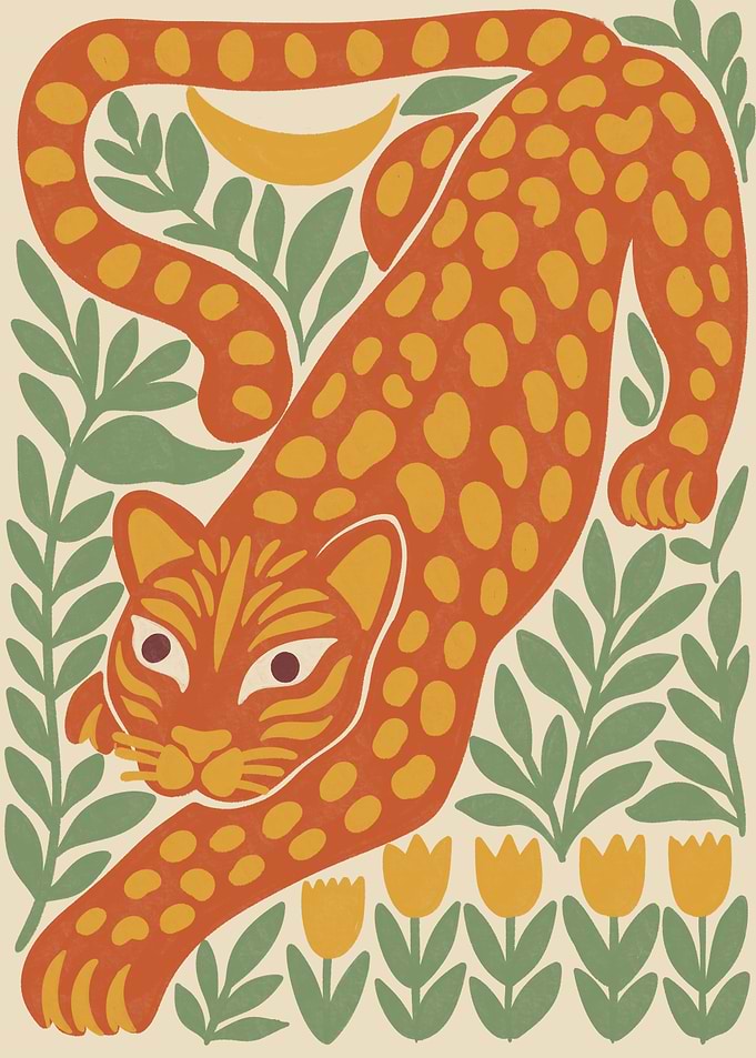 Jungle Exploration - Boho Leopard and Floral Illustration