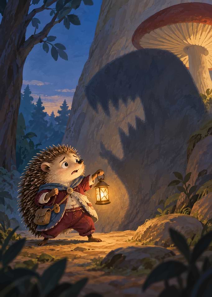 Hedgehog with Lantern in Forest