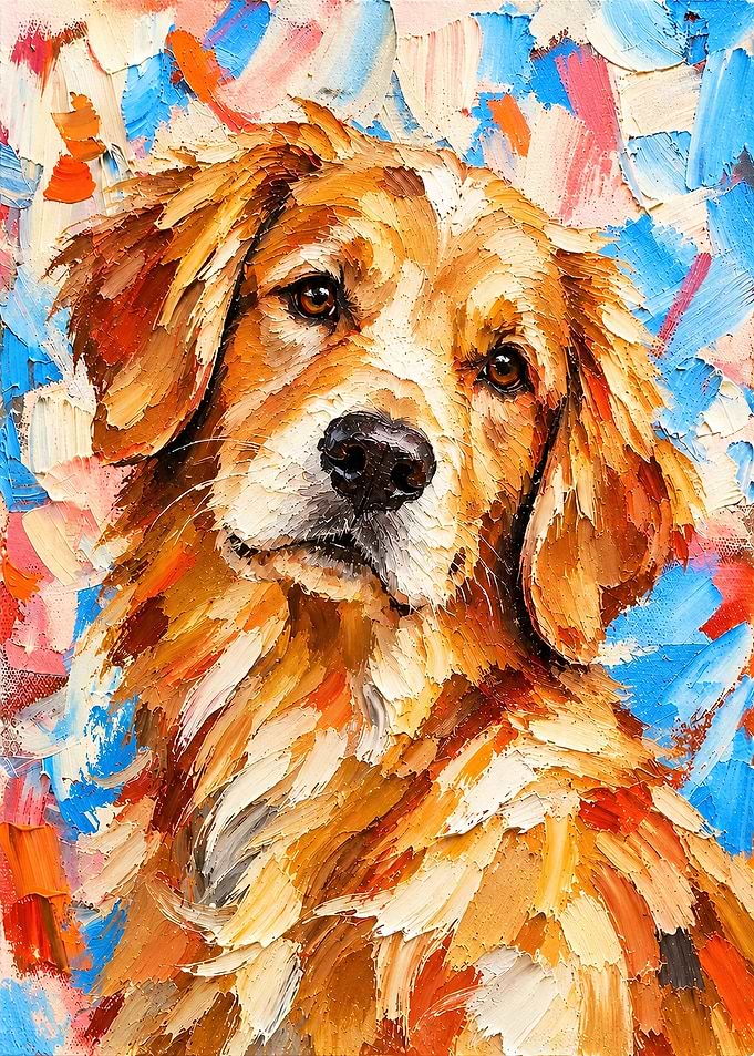 Golden Devotion Textured Dog Portrait