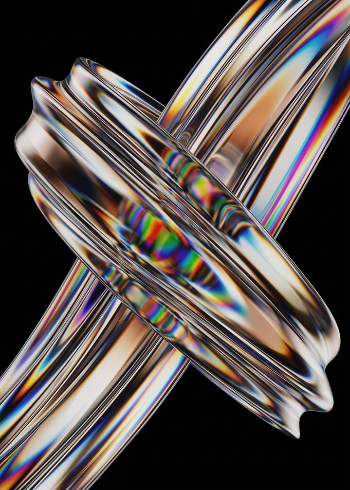 Abstract Iridescent Glass Intersecting Rings