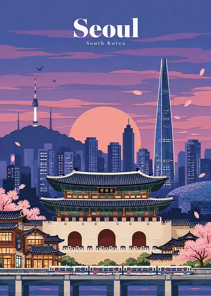 Seoul South Korea Travel Poster