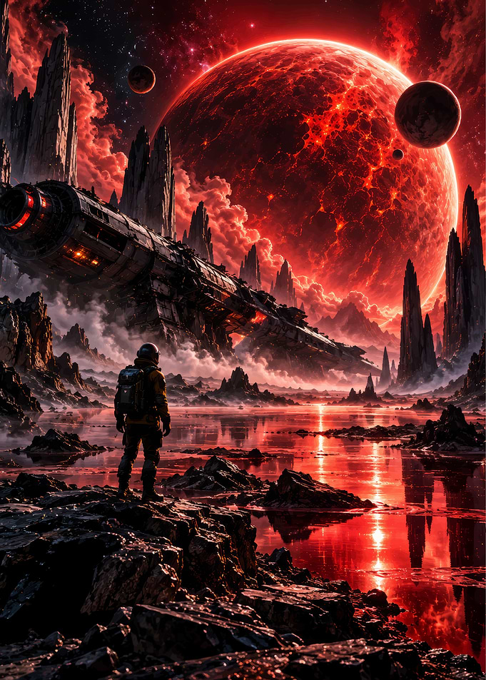 Astronaut on a Red Alien Planet