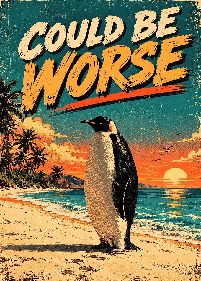 Could Be Worse Penguin Beach Poster