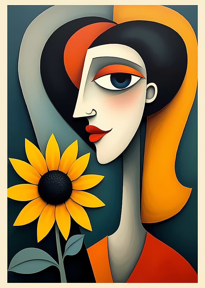 Abstract Portrait with Sunflower