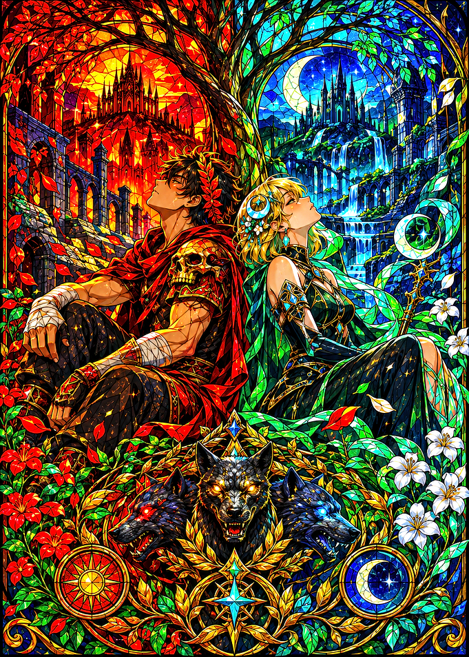 Hades and Persephone Stained Glass Art