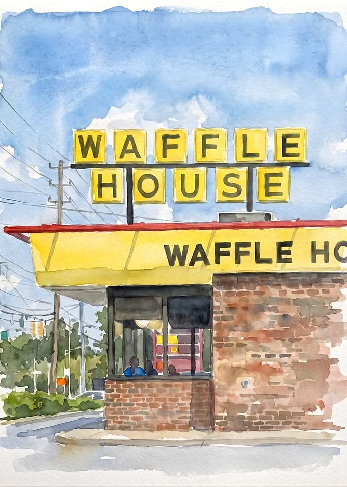 Watercolor Painting of Waffle House