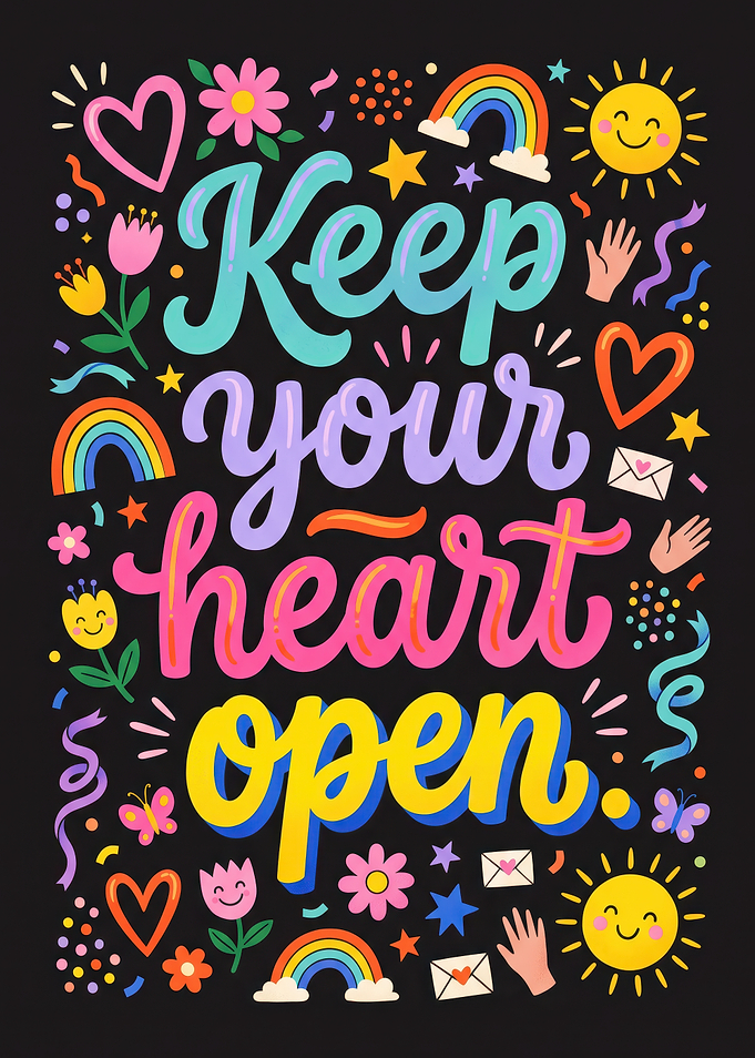 Keep Your Heart Open Inspirational Poster