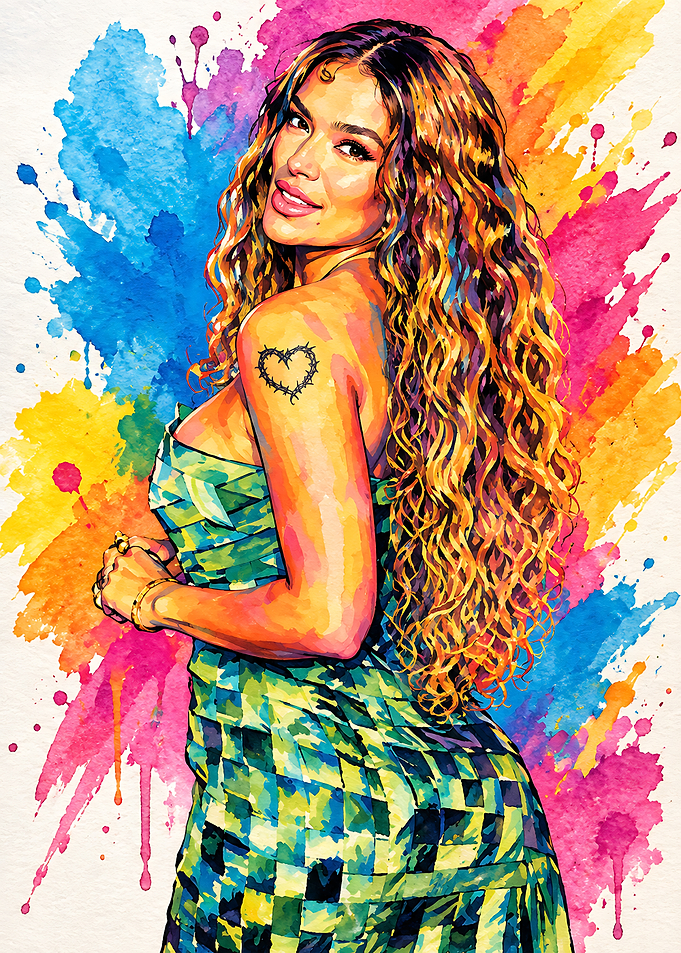 Karol G Watercolor Portrait