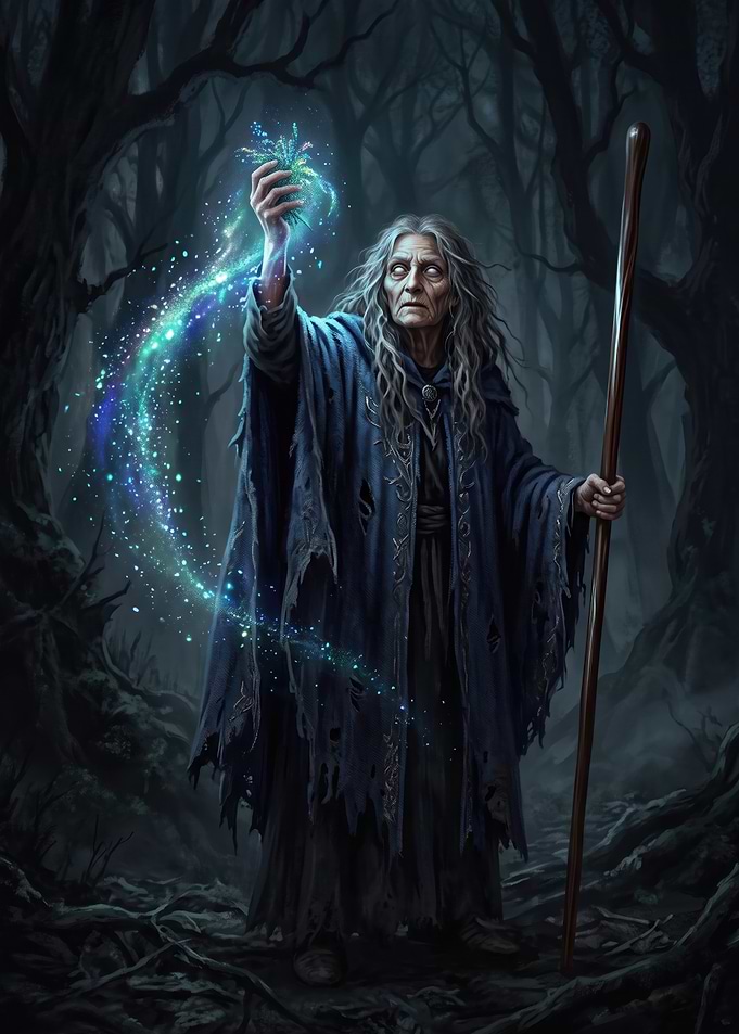 Elder Witch Casting Magic Spell