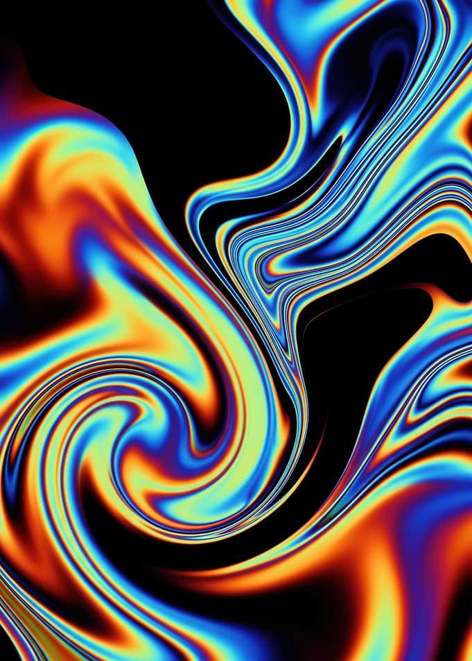 Iridescent Liquid Swirl Abstract Art
