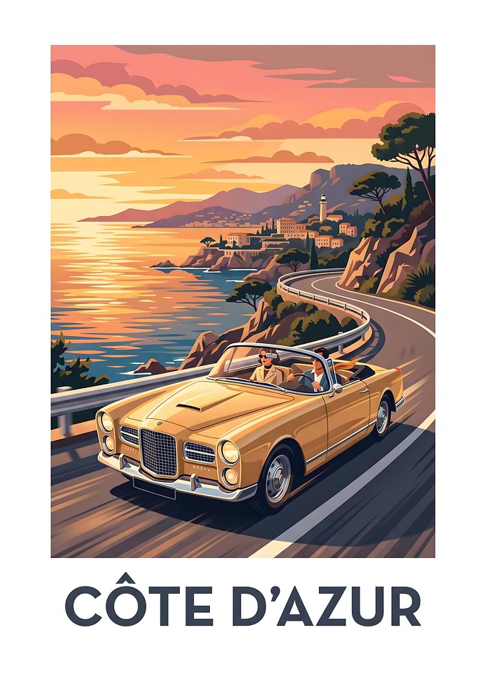 Vintage Côte d'Azur Travel Poster