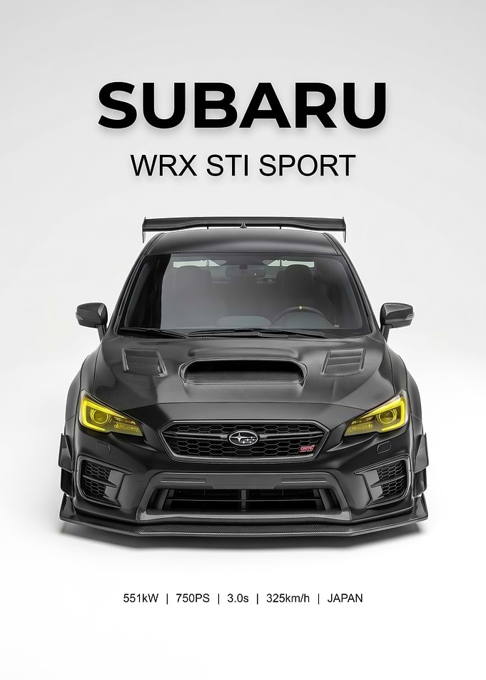 white background wrx sti sport black matte car Poster
