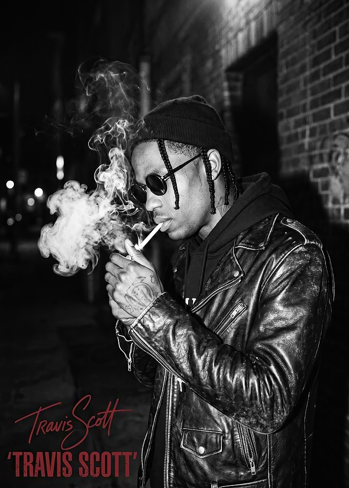 Travis Scott Black and White Portrait