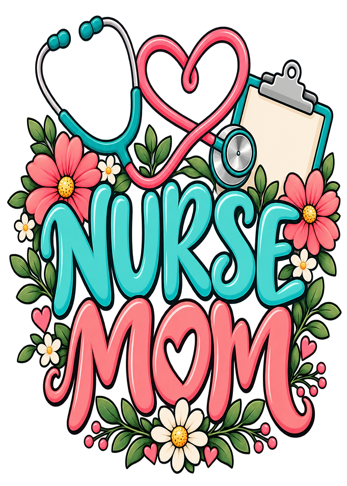Nurse Mom Floral Typography Design