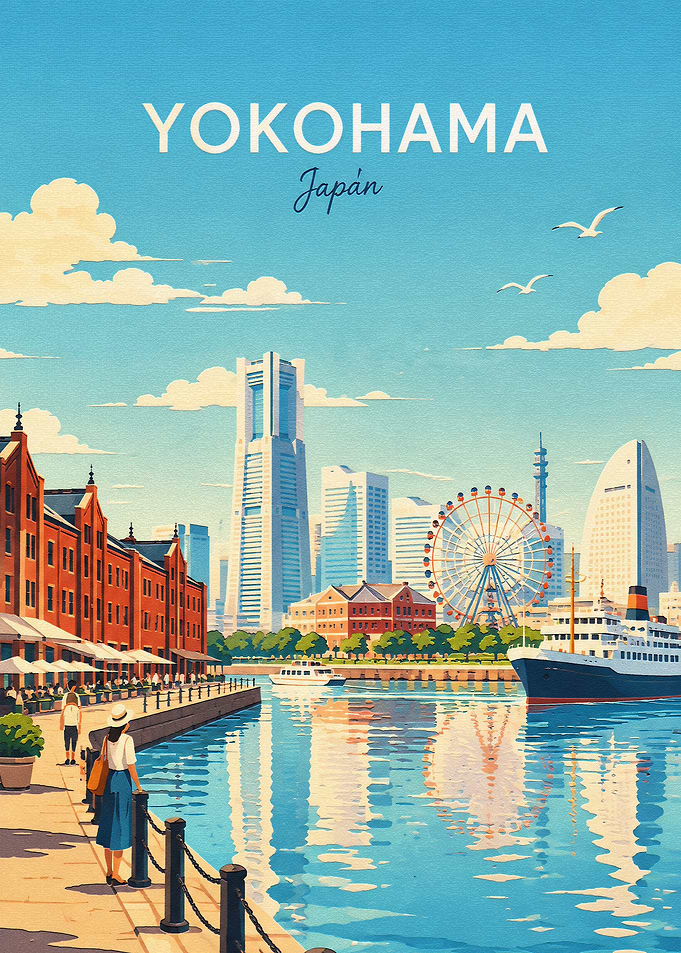 Yokohama Japan Travel Poster