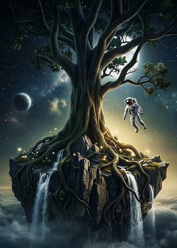 Astronaut Under the Moonlit Sky