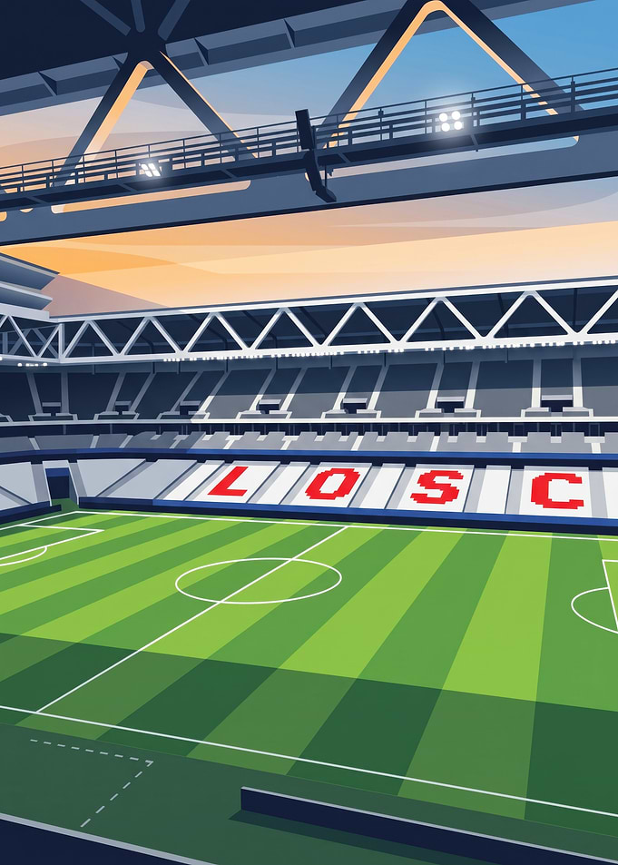 LOSC Lille Stadium Soccer Field Illustration