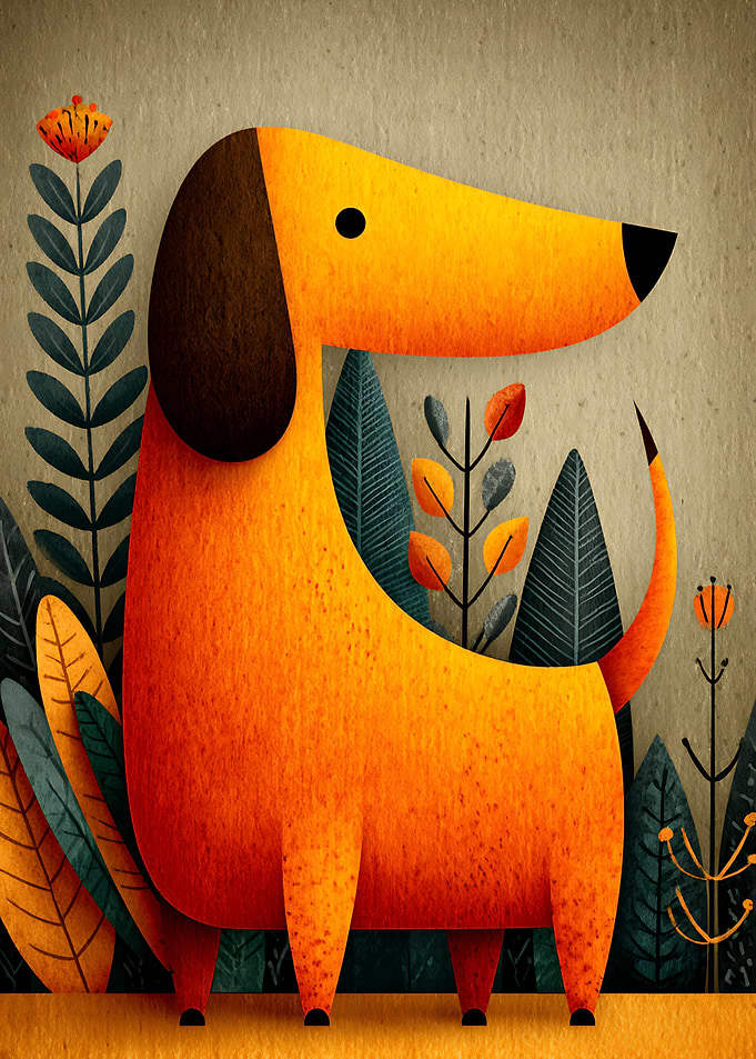 Stylized Orange Dachshund Illustration