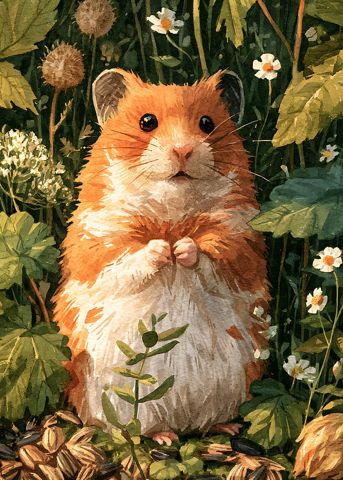 Cute Hamster in a Garden