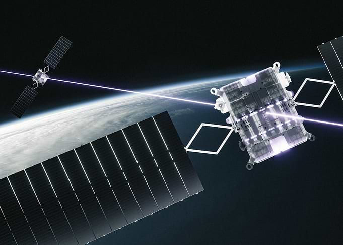 Starlink Satellites Communicating with Laser Beam