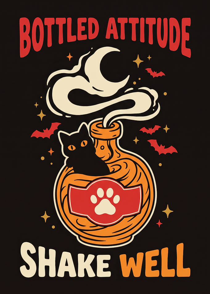 Bottled Attitude Cat Potion Design