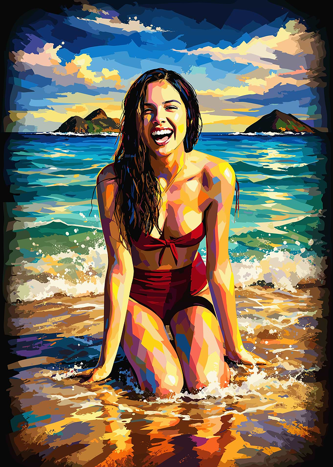 Olivia Rodrigo Beach Pop Art Portrait