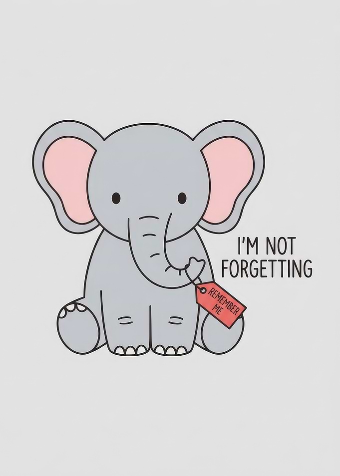Cute Elephant With Remember Me Tag