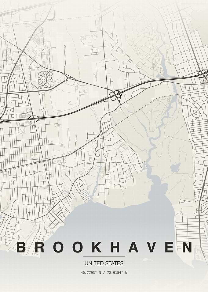 Brookhaven New York Map Print Poster
