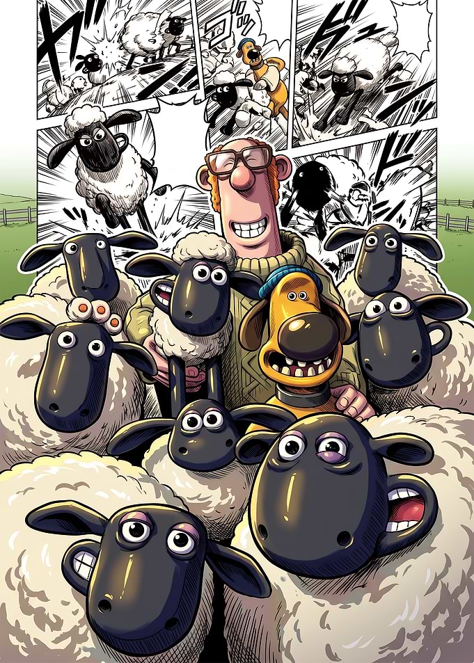 Shaun the Sheep Manga Style Illustration