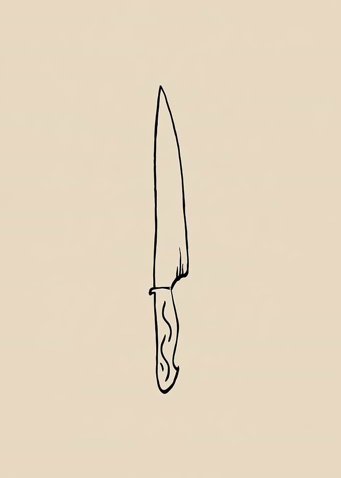 Minimalist Line Art Kitchen Knife