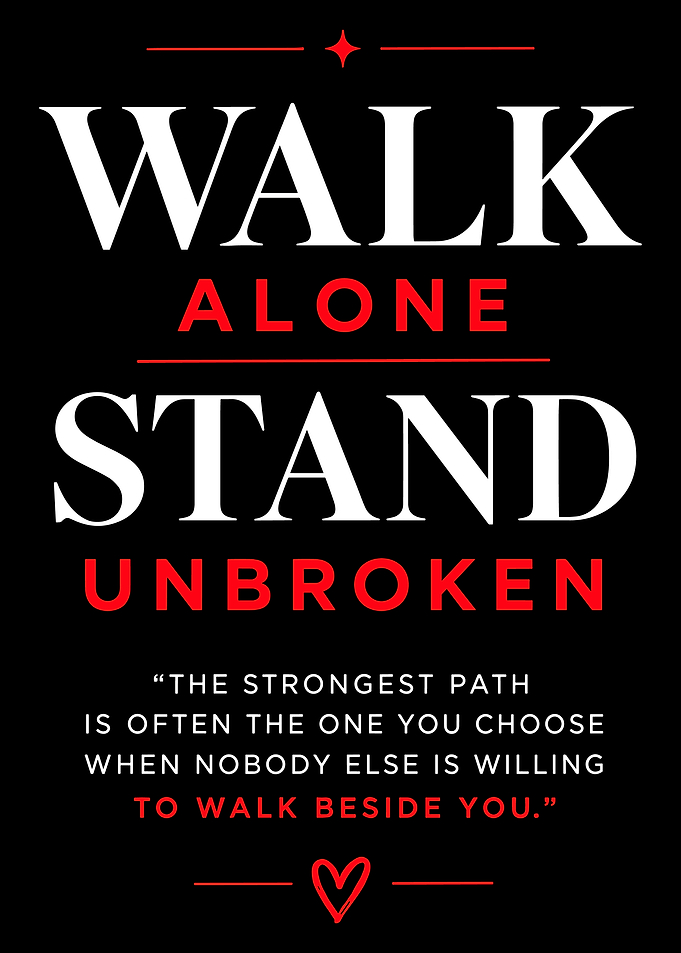 Walk Alone Stand Unbroken Inspirational Quote